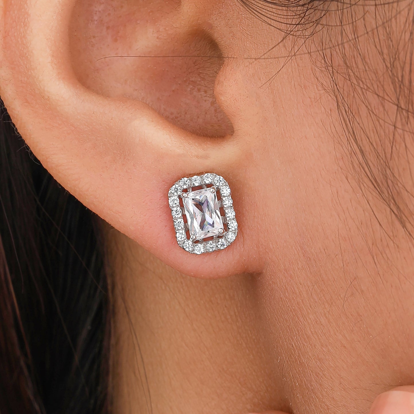 Close-up of a diamond earring