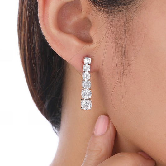 925 Silver Diamond Tennis Earrings