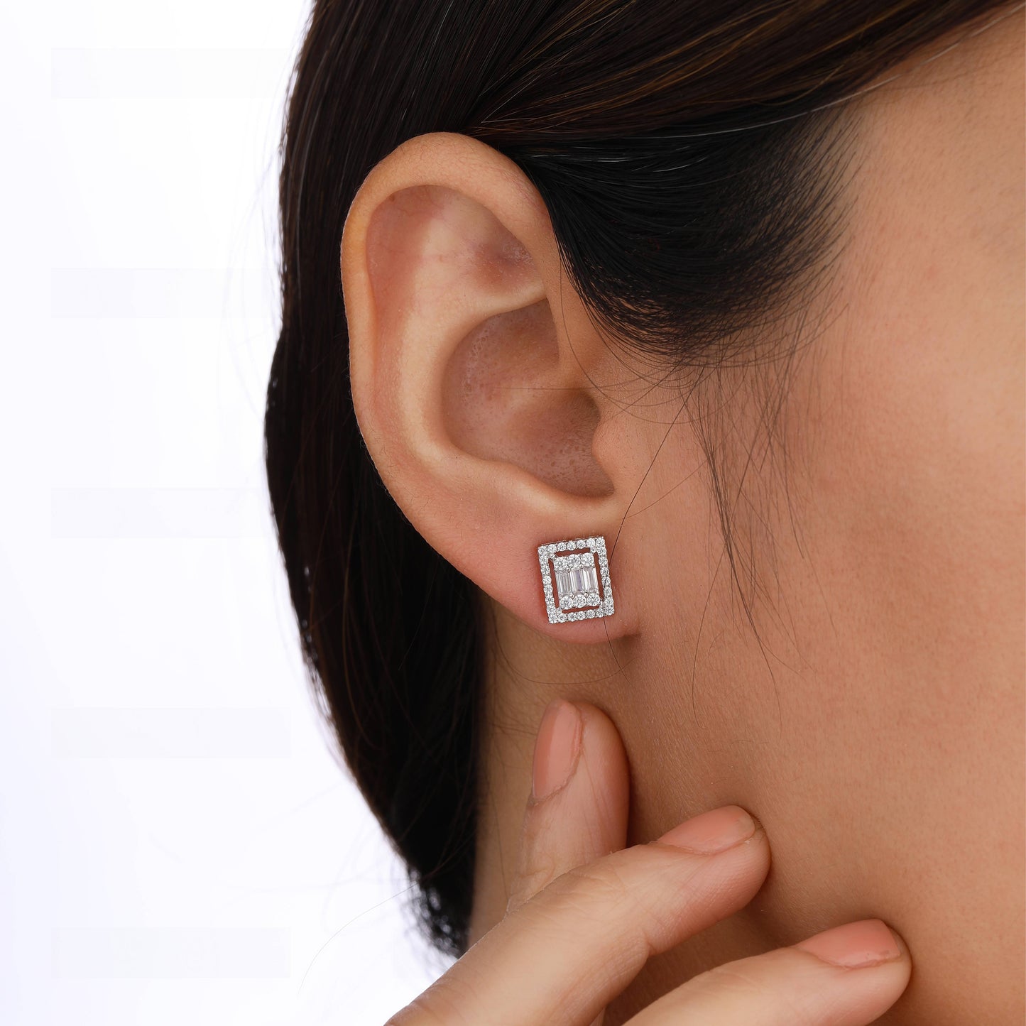 diamond silver earrings