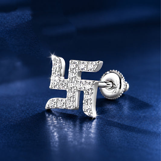 Swastik shine stud