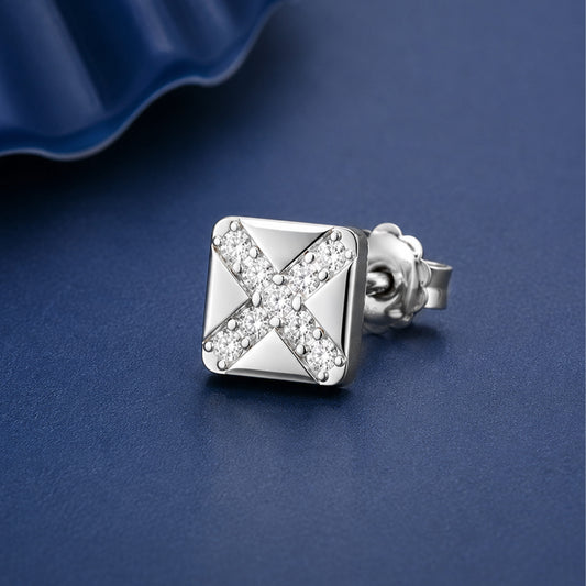 Silver diamond stud men