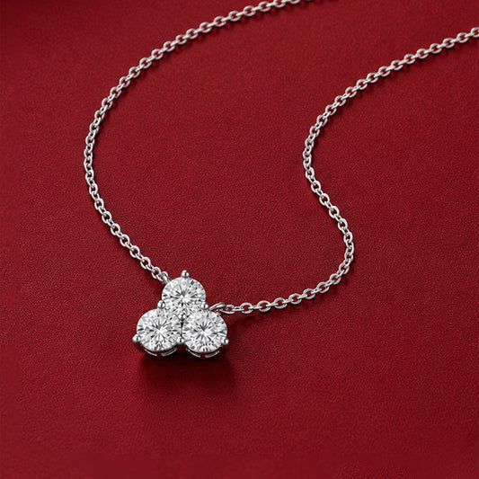 Trio Diamond Silver Chain Necklace Womens