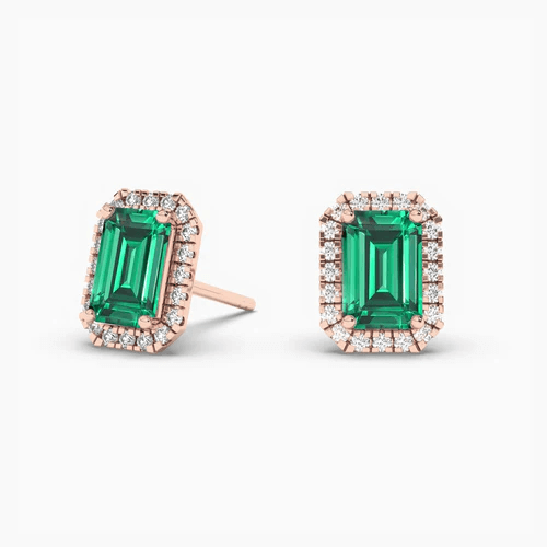 green emerald stud earrings