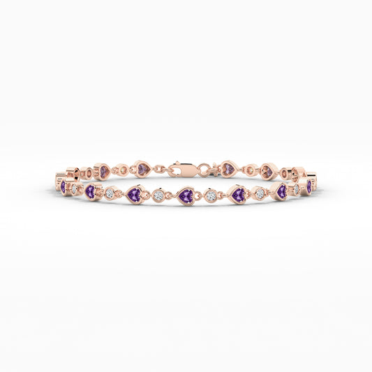 Purple and White Diamond Tennis Bracelet