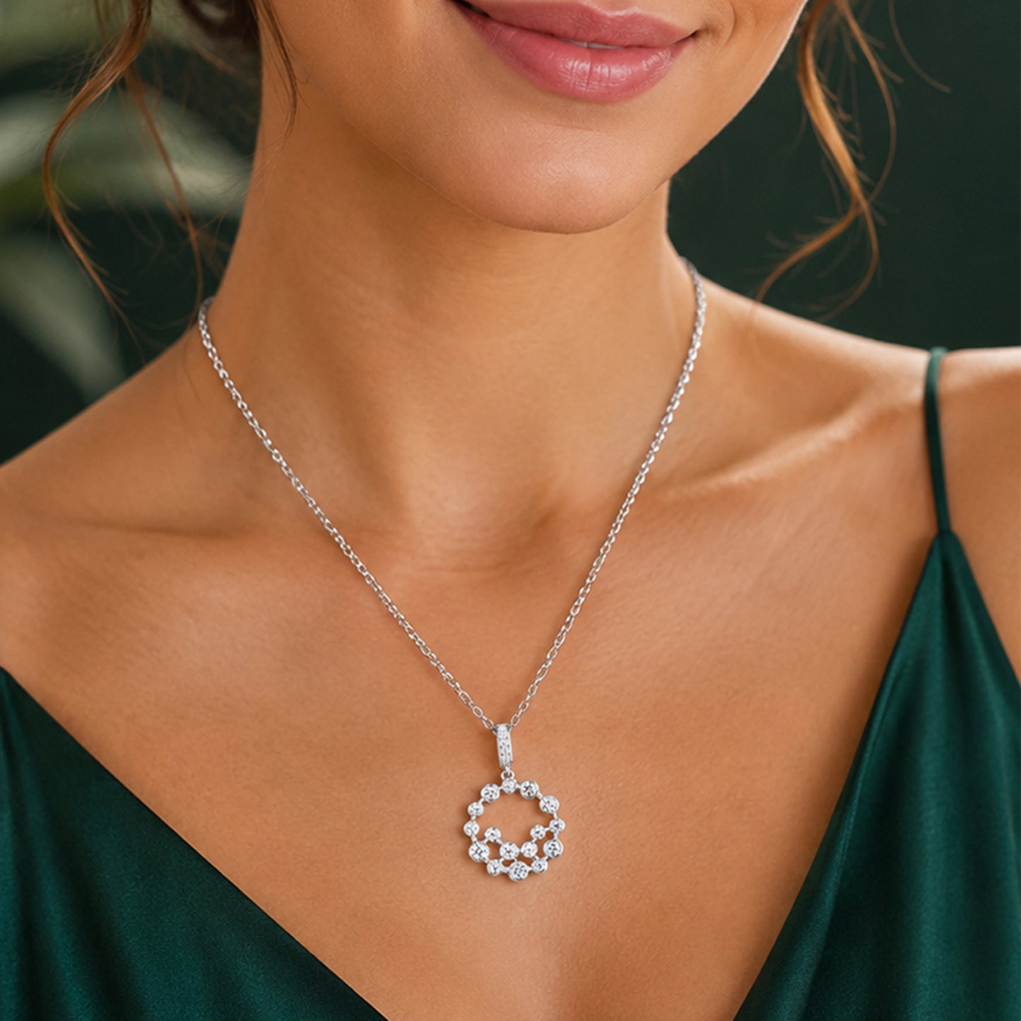 Silver Diamond Pendant in Bezel Set