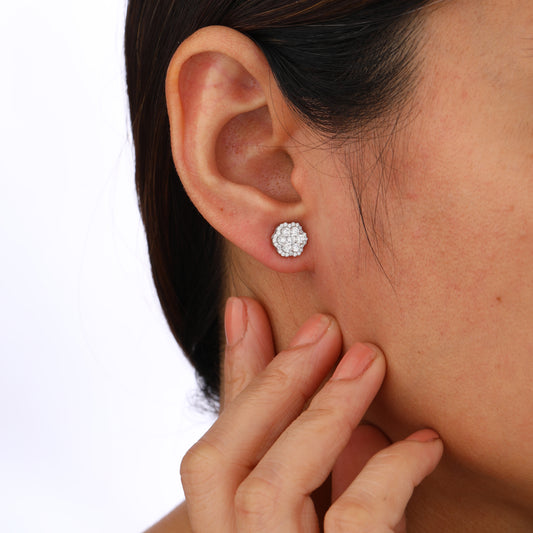 Diamond Flower Stud Earrings