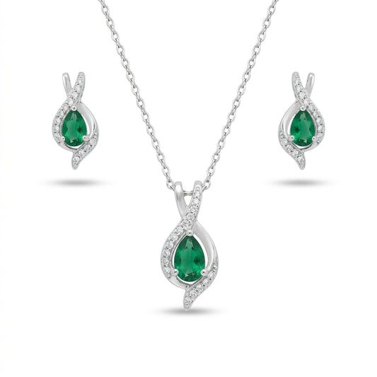 Emerald jewelry set with necklace and earrings
