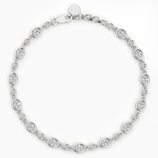 Silver bracelet with clear stones