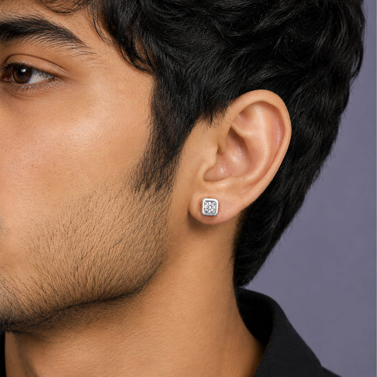 Square Diamond Earrings Studs