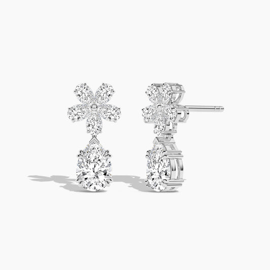 flower earrings with simulated diamonds