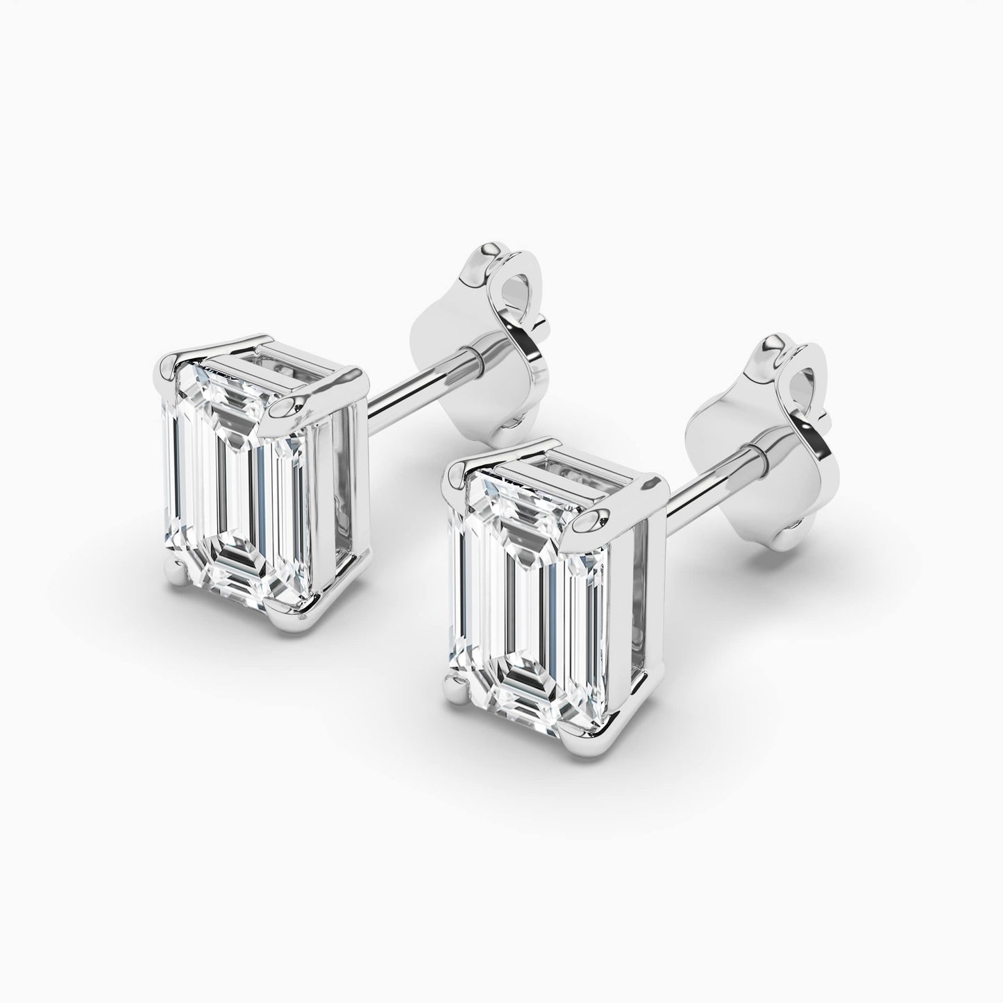 Emerald Diamond Slitaire Earrings