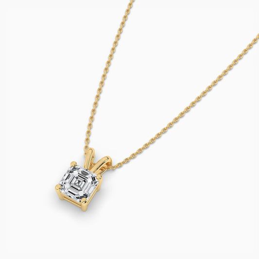 Asscher Diamond Solitaire Pendant Necklace