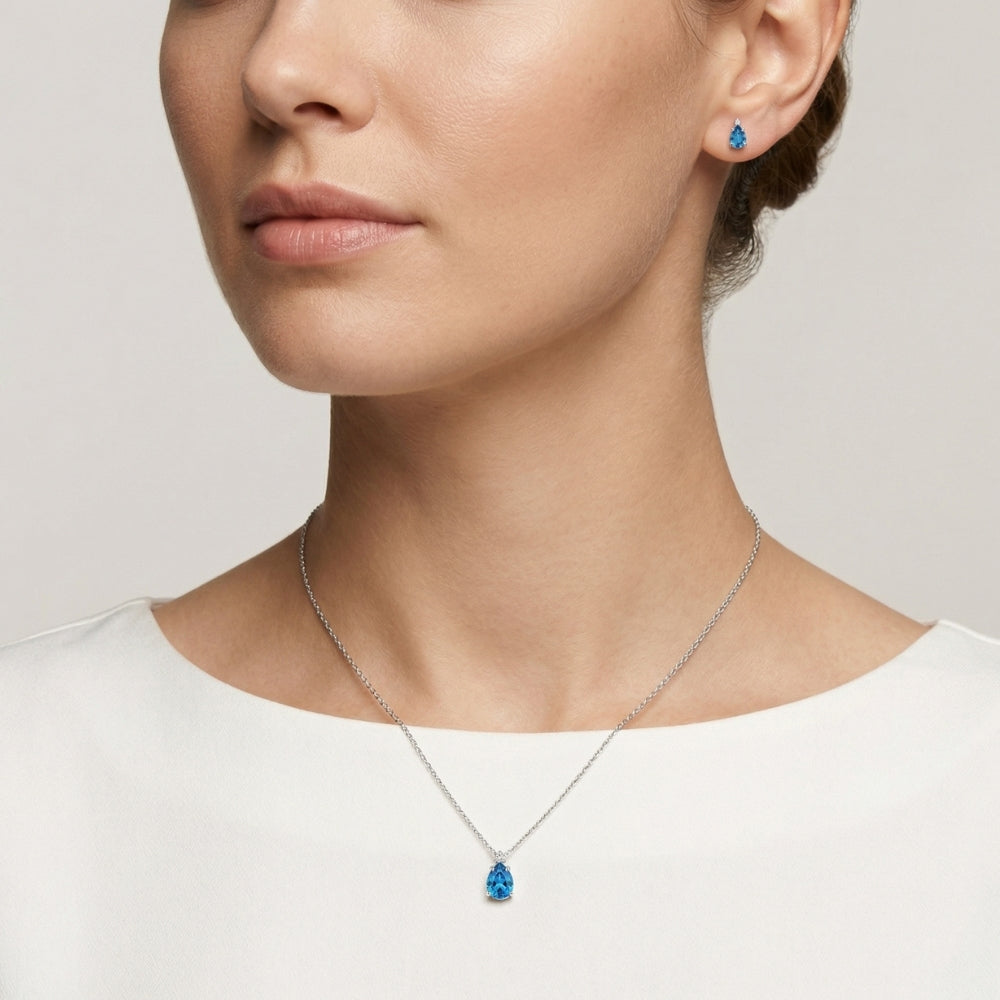 Sterling Silver Blue Diamond Pendant