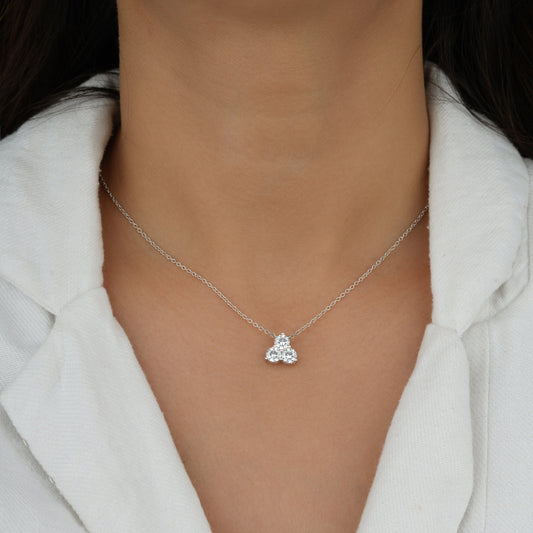 Affordable trio diamond silver chain necklace India