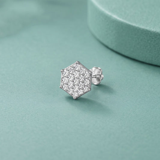 Hexagon diamond stud