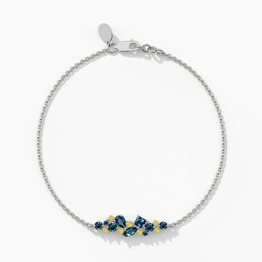 Yellow and Blue Diamond Silver Bracelet
