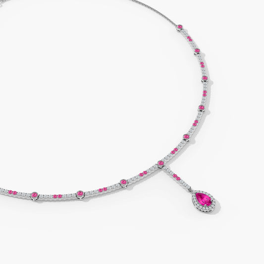 pink diamond nesklace set