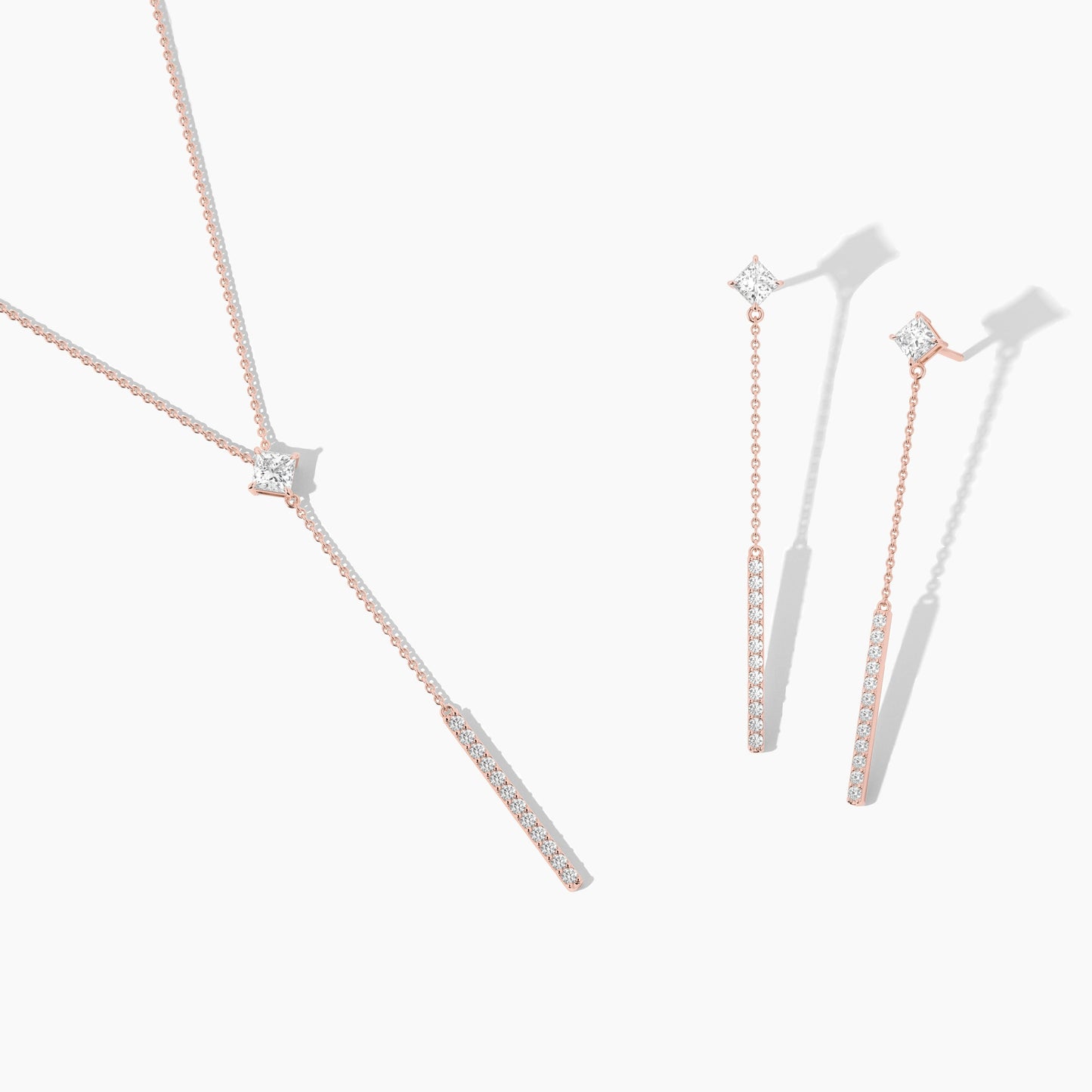 rose gold plated lariat necklace