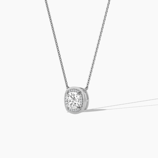 bezel set cushion diamond pendant