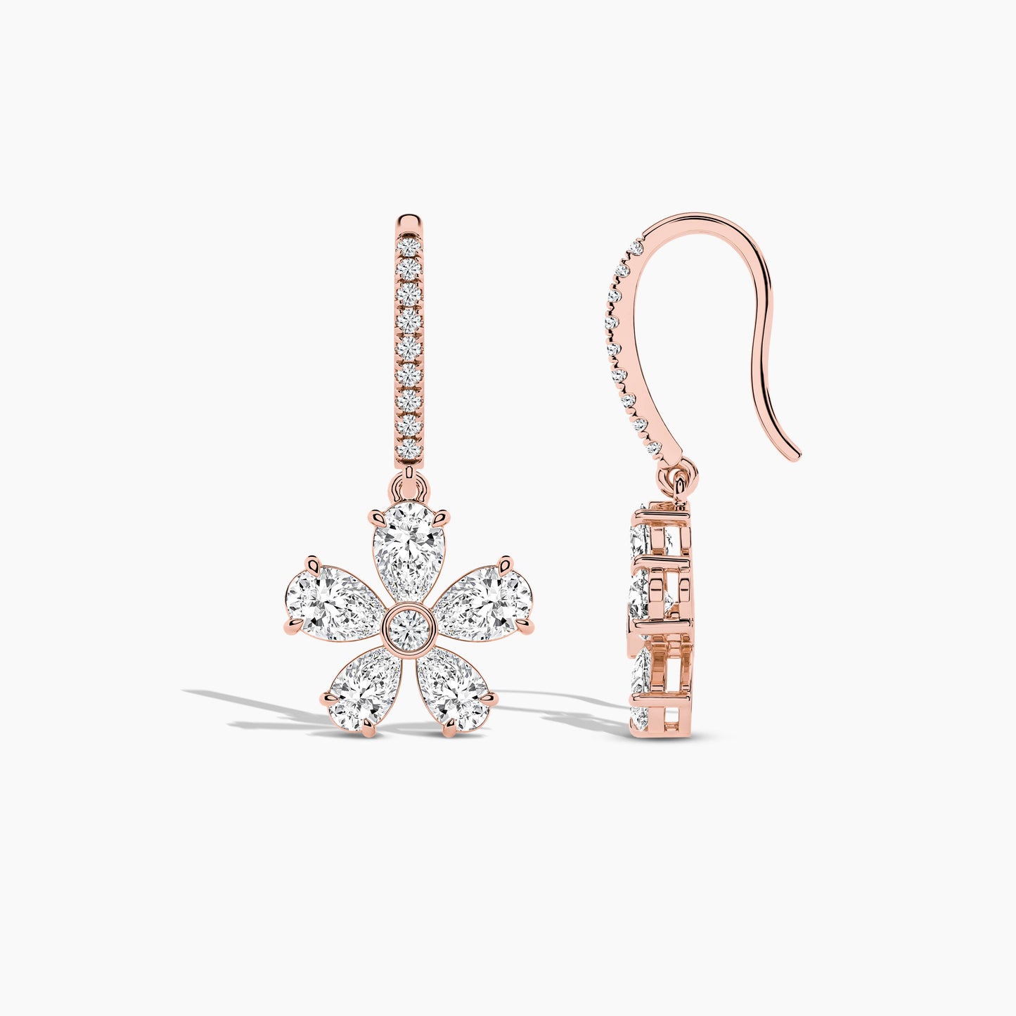 Silver drop earrings for her rose gold