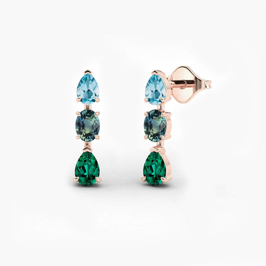 blue and green diamond earrings