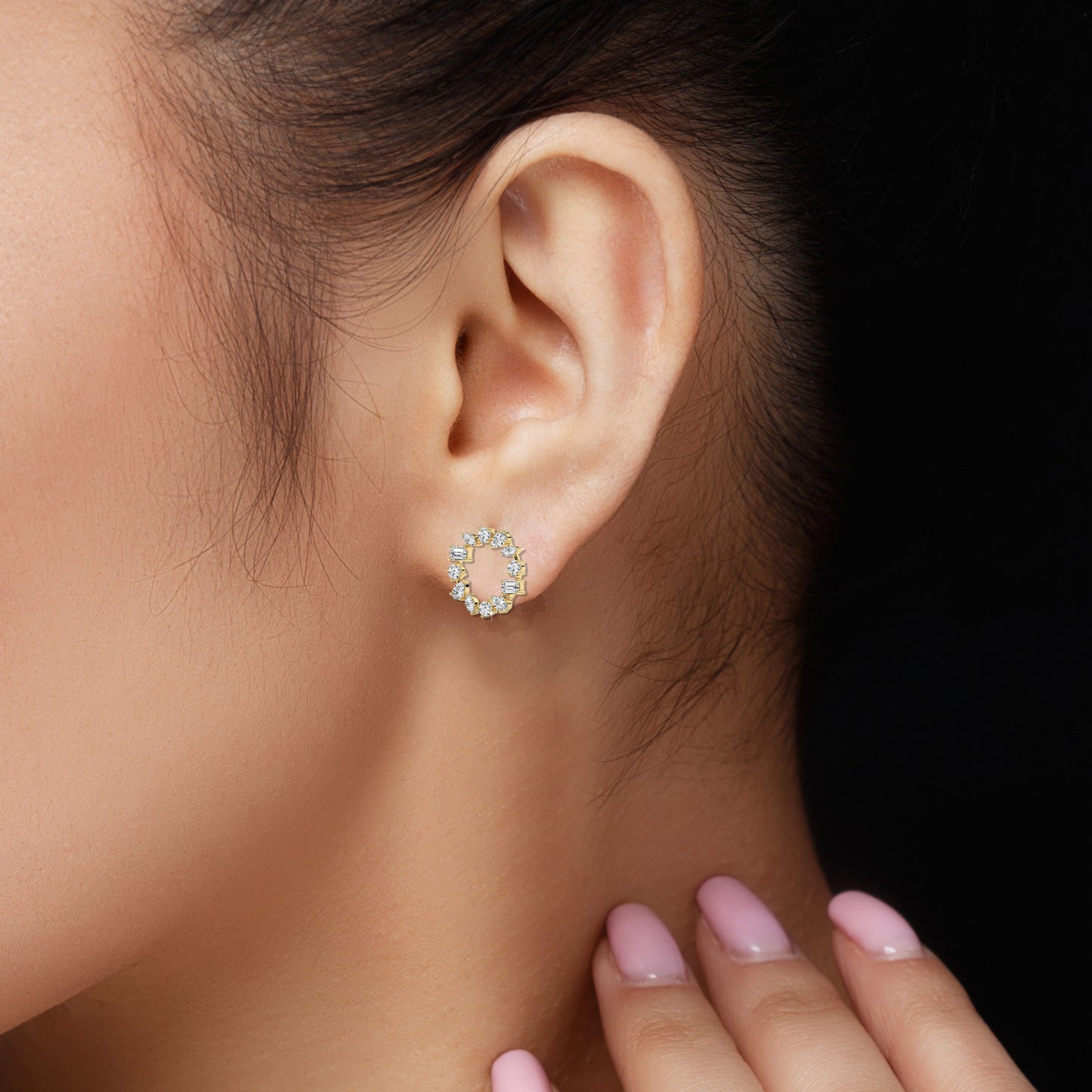 Sterling Silver Geometric Hoop Earrings