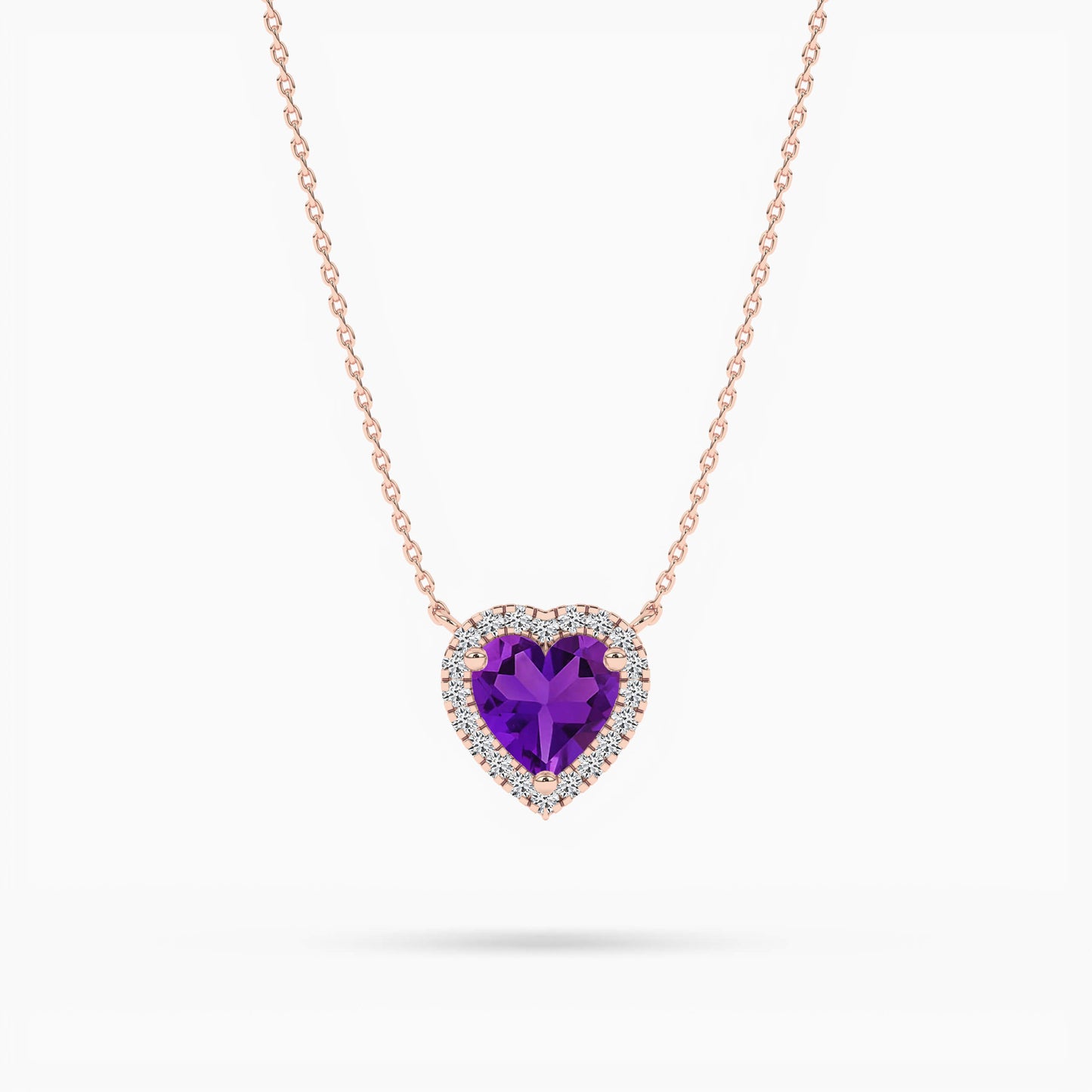 amethyst heart pendant for women rose gold plated
