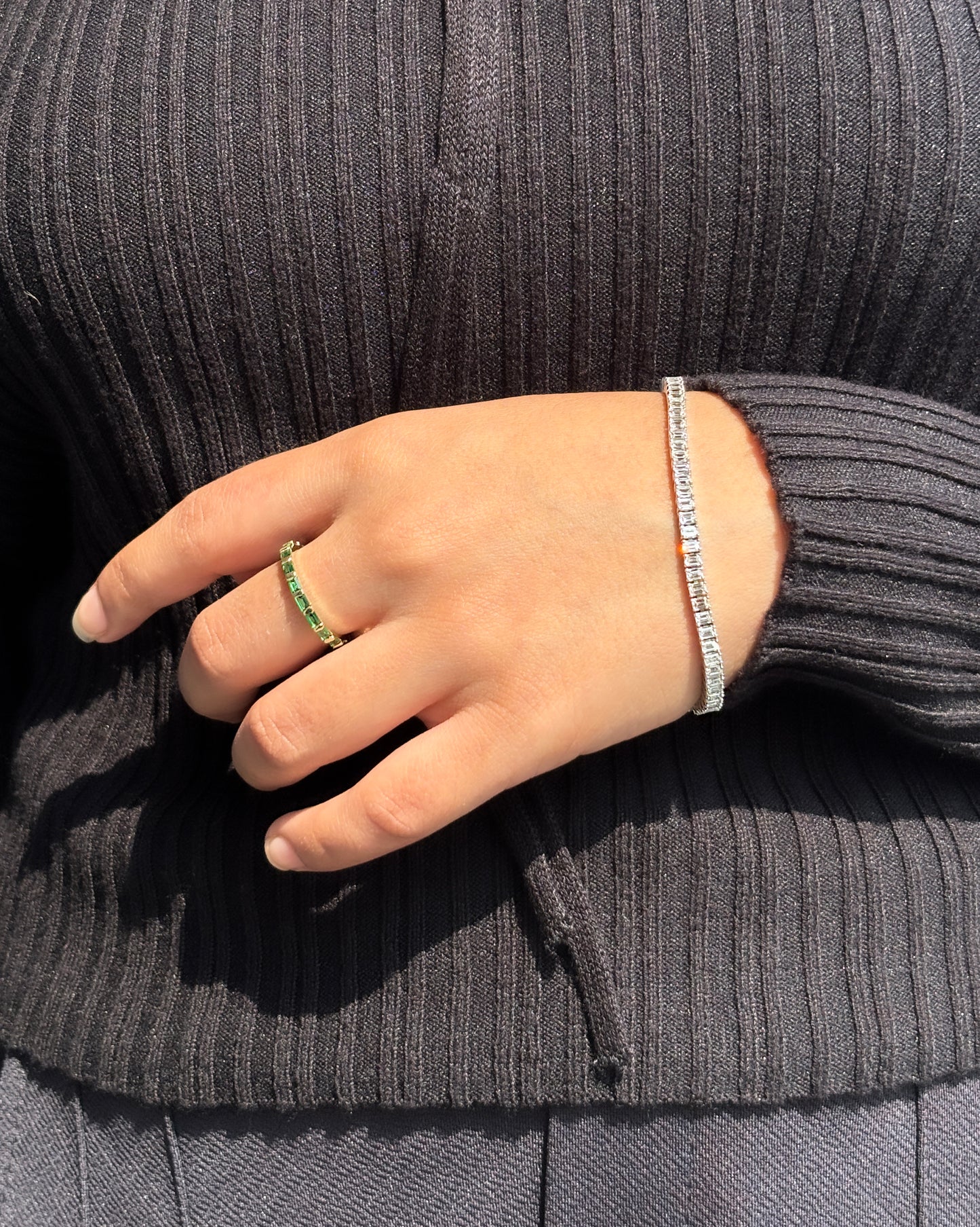 diamond emerald tennis bracelet