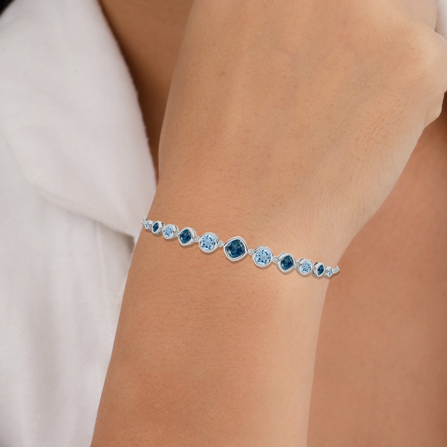 silver diamond and chain bracelet