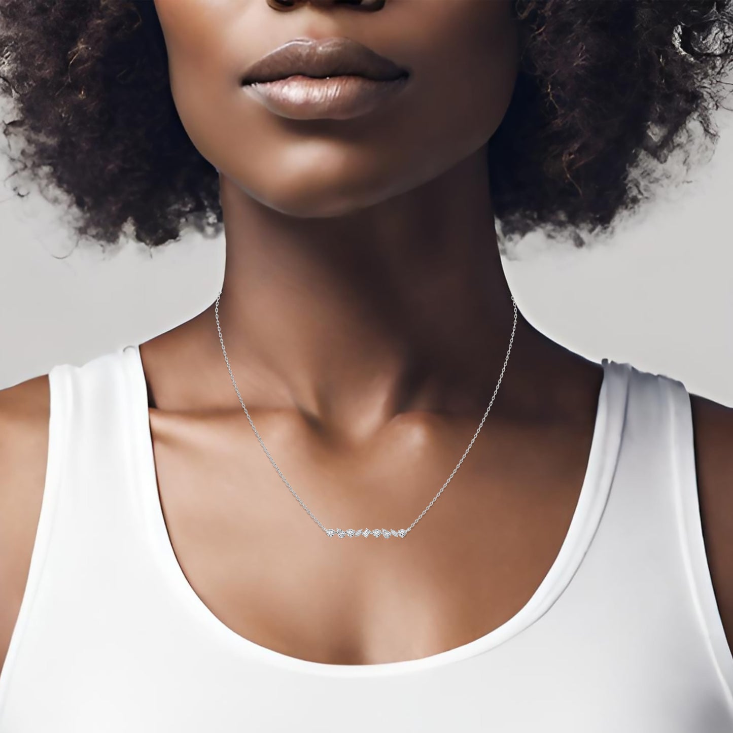Silver Diamond Necklace Womens