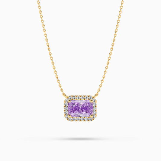 yellow gold Purple diamond necklace