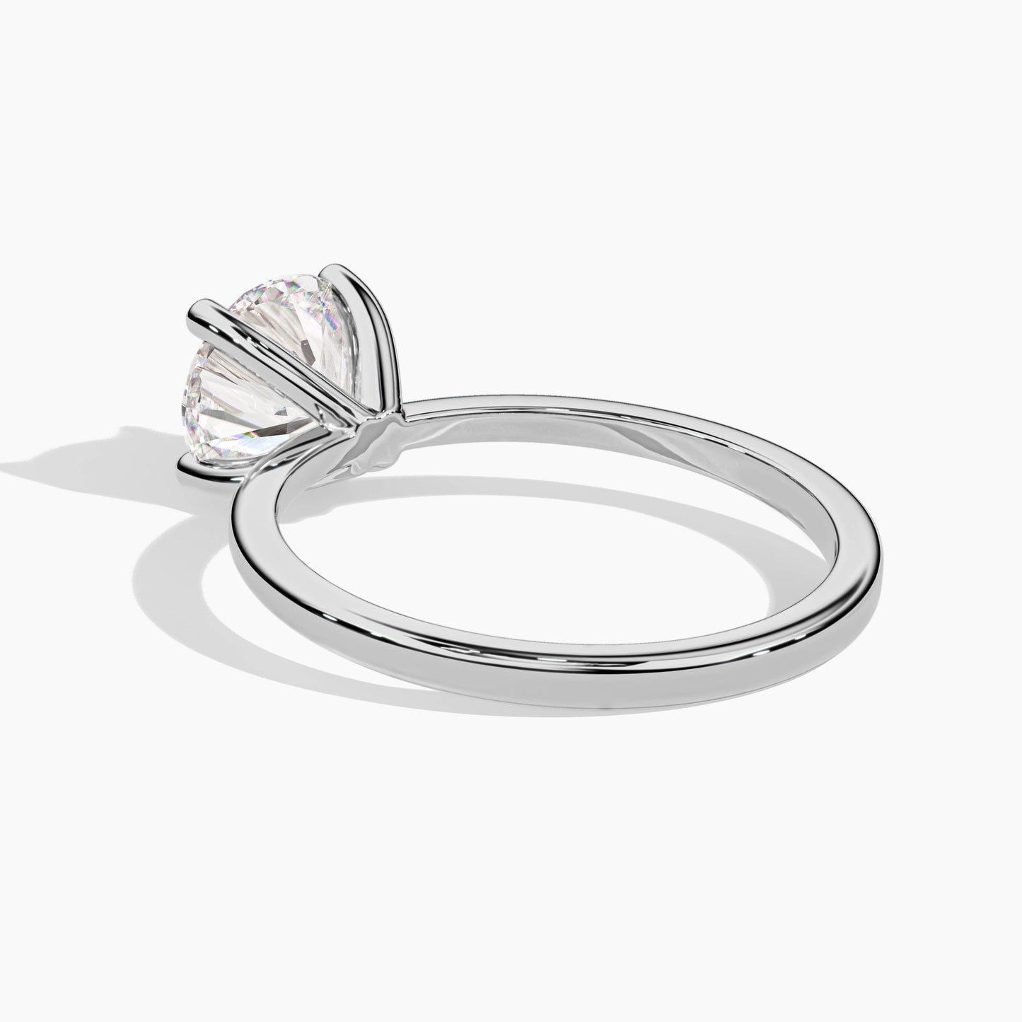round single diamond silver ring