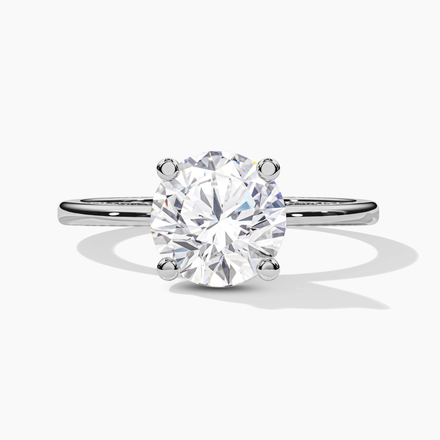 single diamond silver ring white