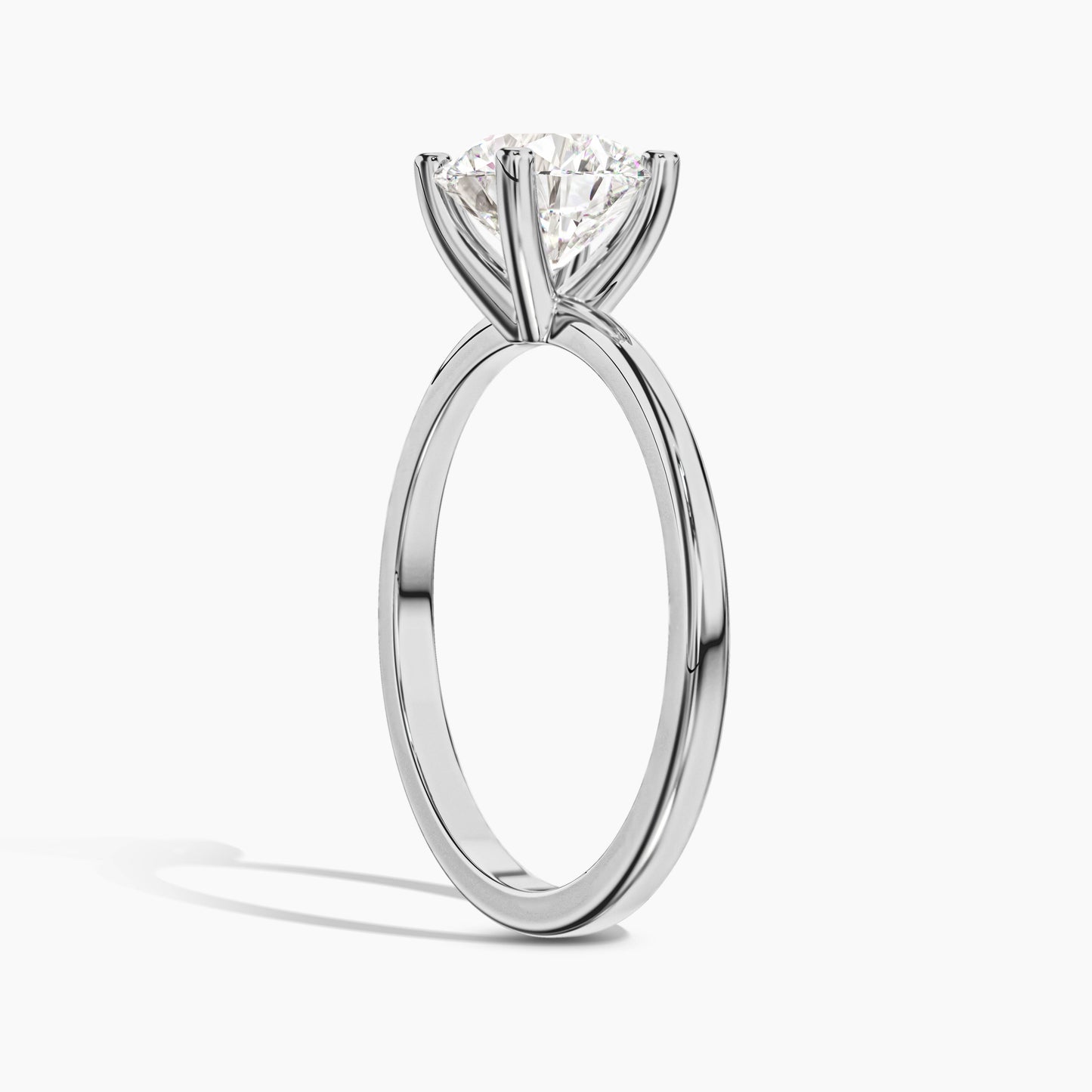 single diamond silver ring white plated