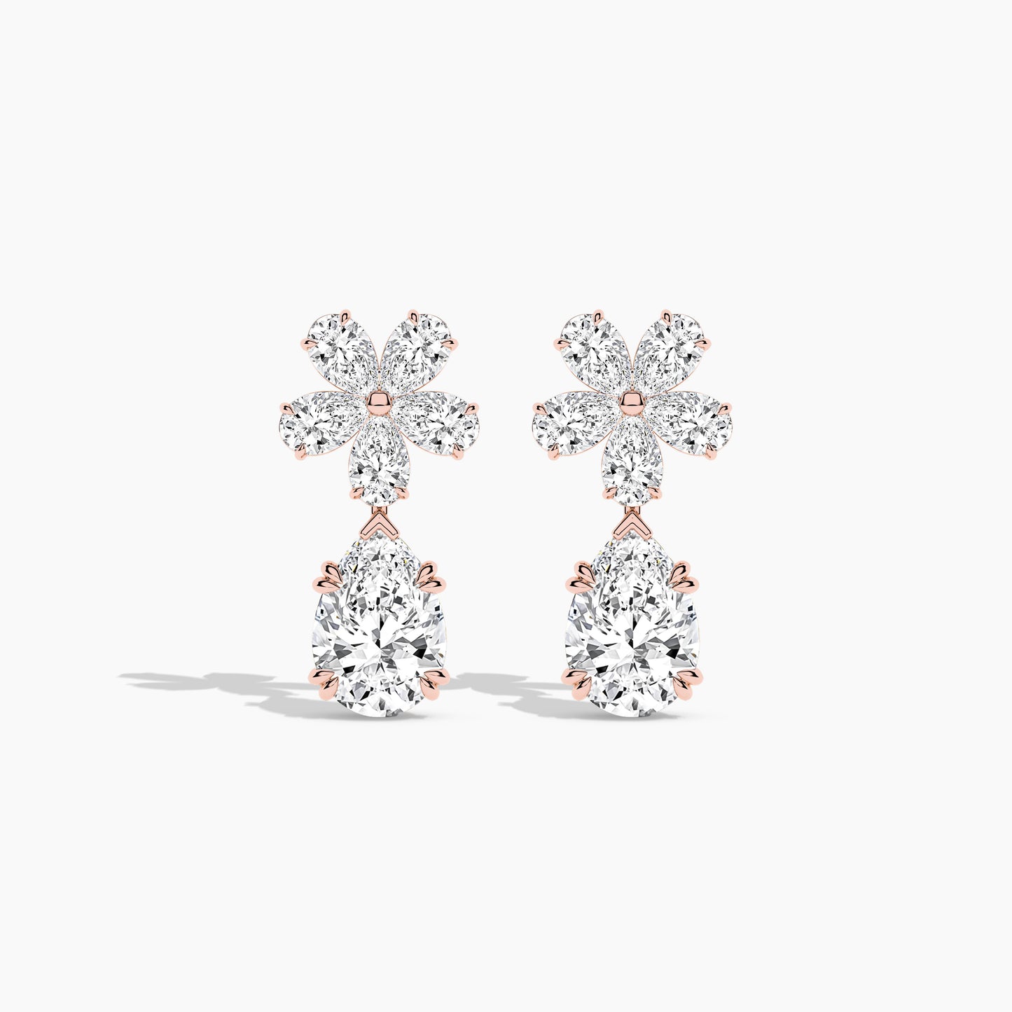 Flower Diamond Drop Earrings