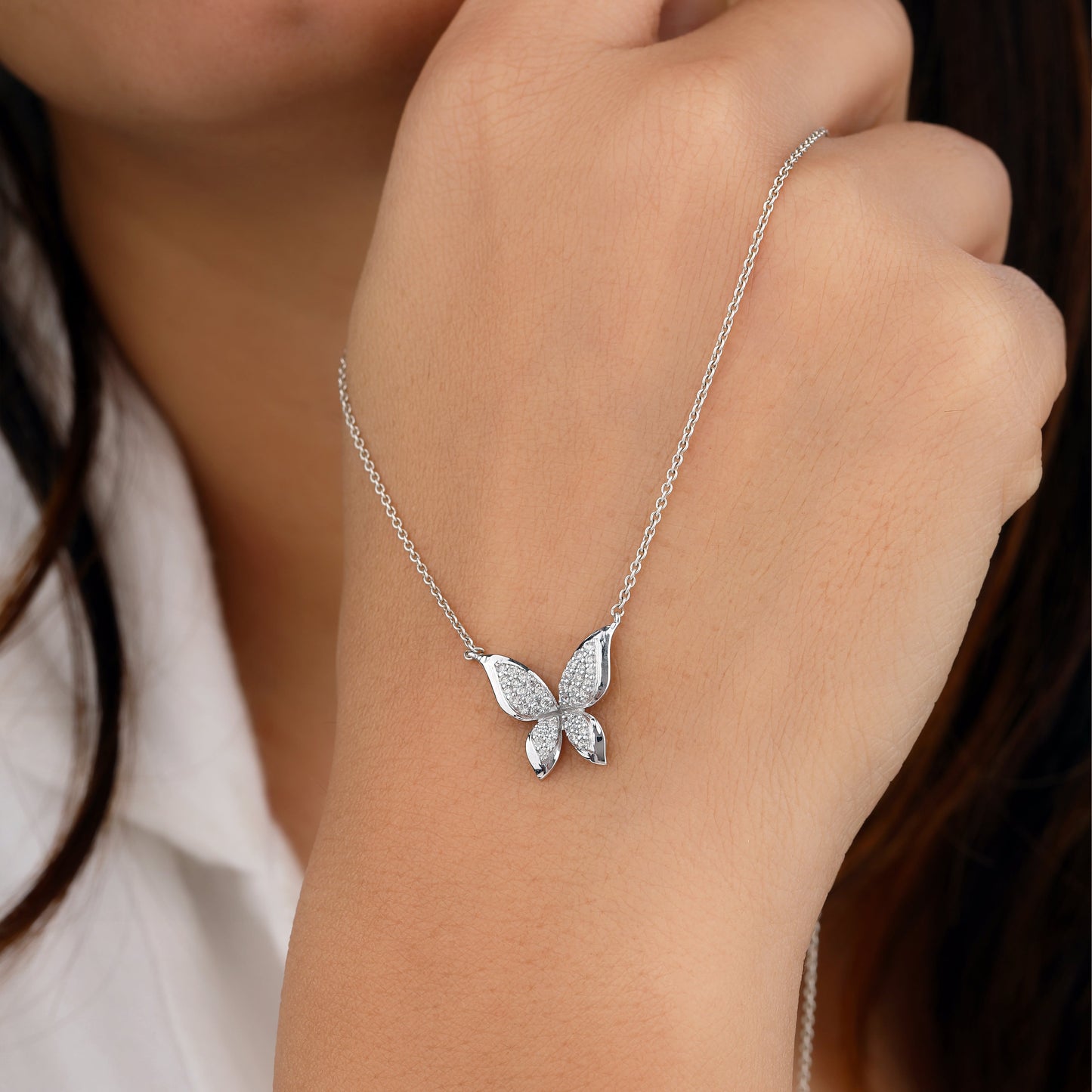 Diamond butterfly necklace