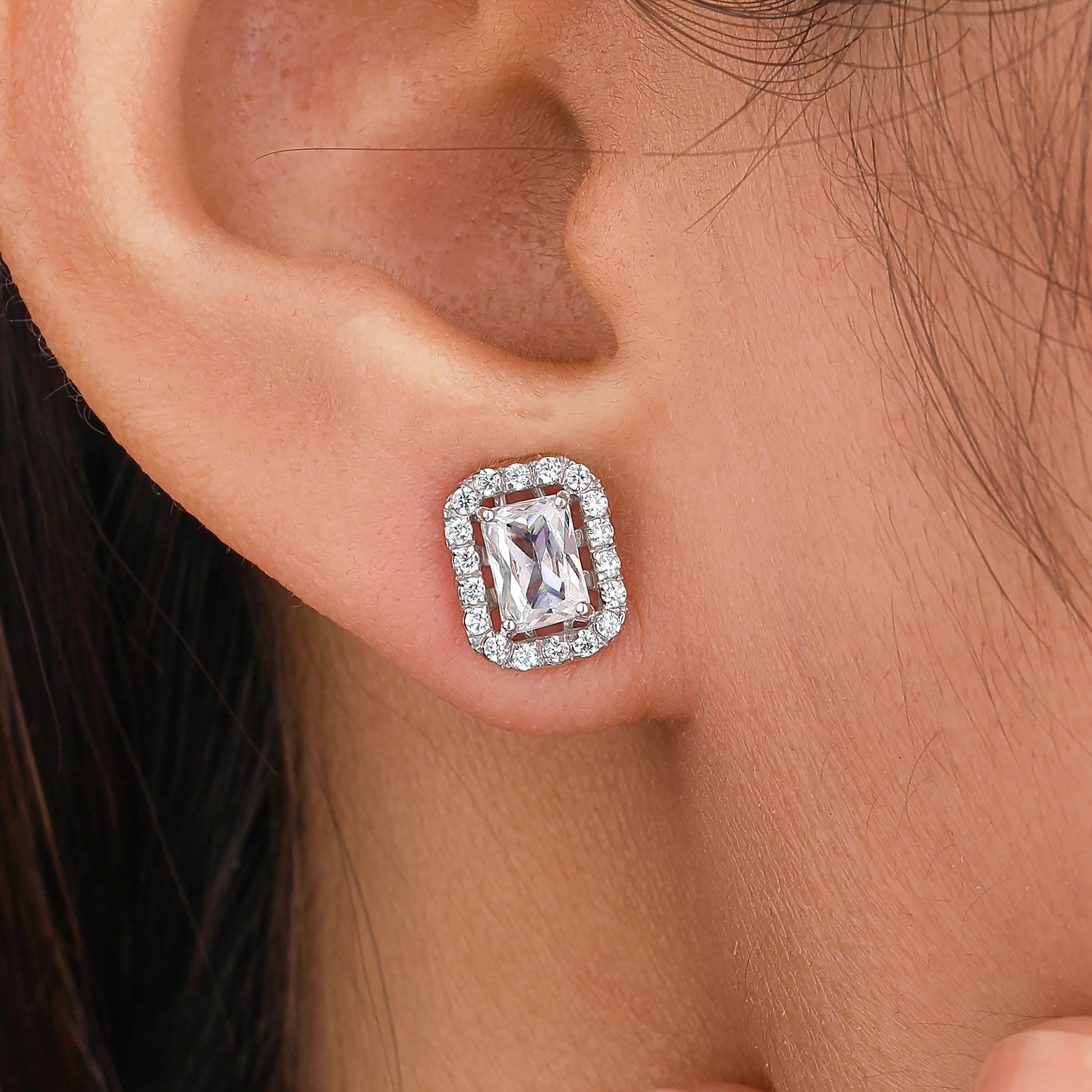 Close-up of a diamond earring