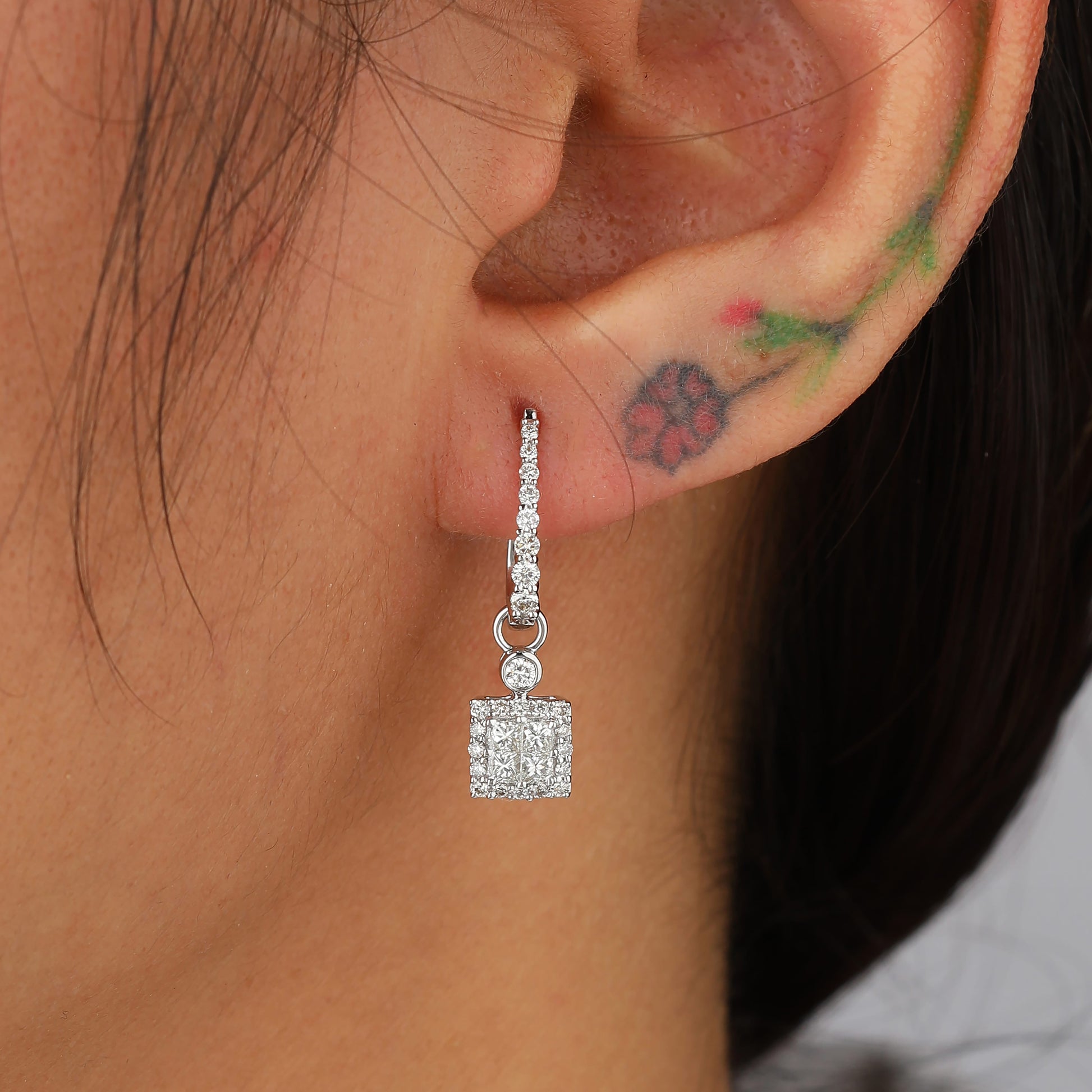 Sterling Silver diamond hoop earrings