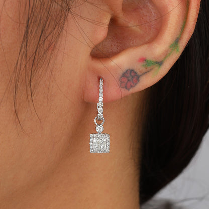 Sterling Silver diamond hoop earrings