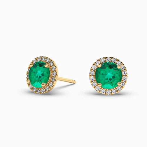green emerald stud earrings