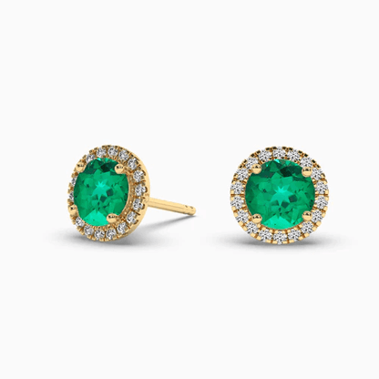 green emerald stud earrings
