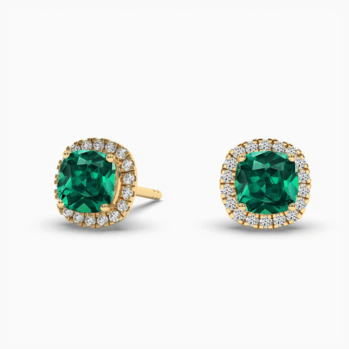green emerald stud earrings