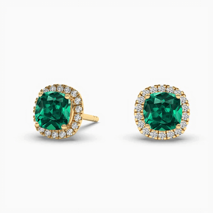 green emerald stud earrings