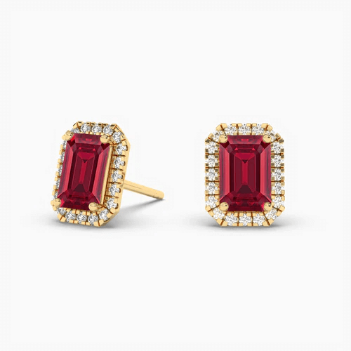 ruby diamond halo earrings