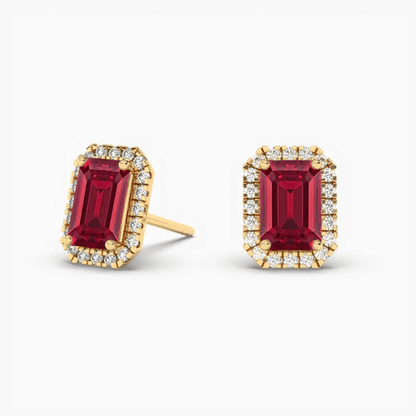 ruby diamond halo earrings