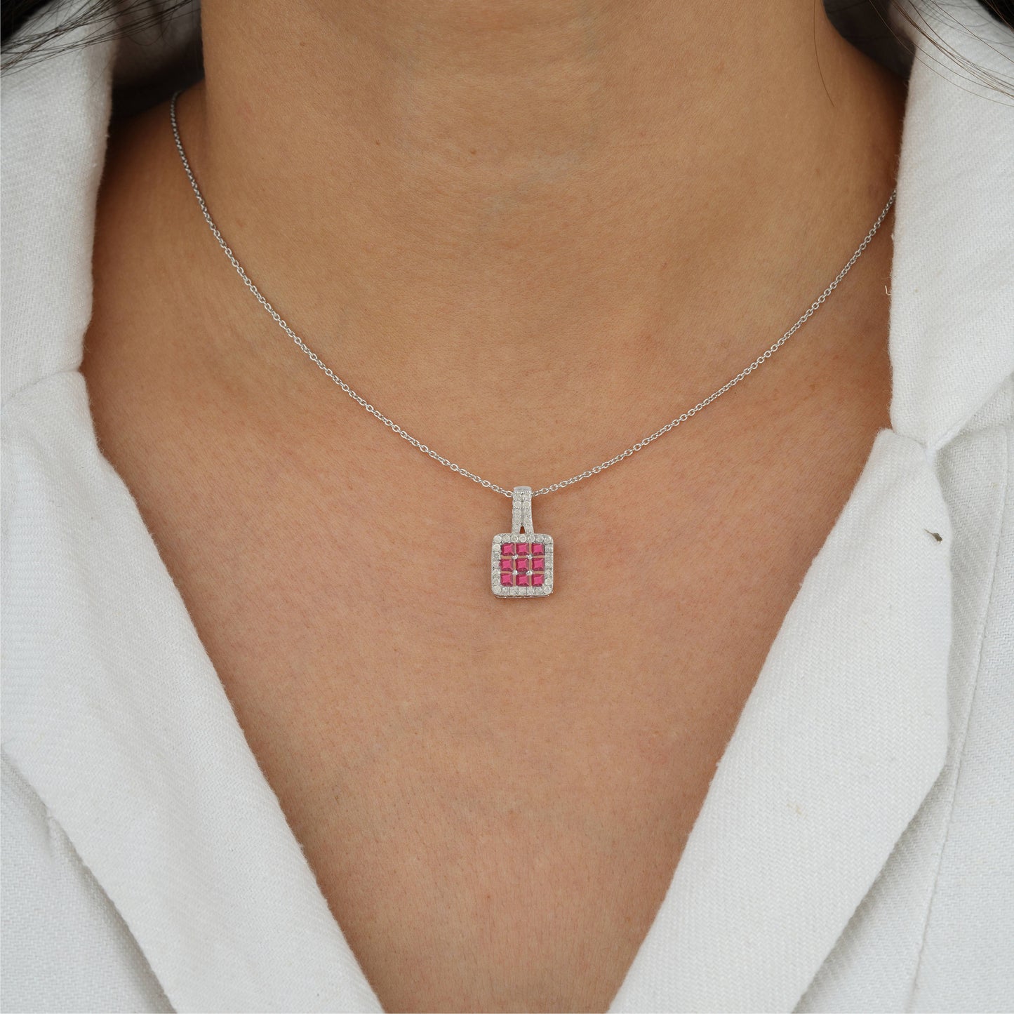 silver ruby-stone necklace