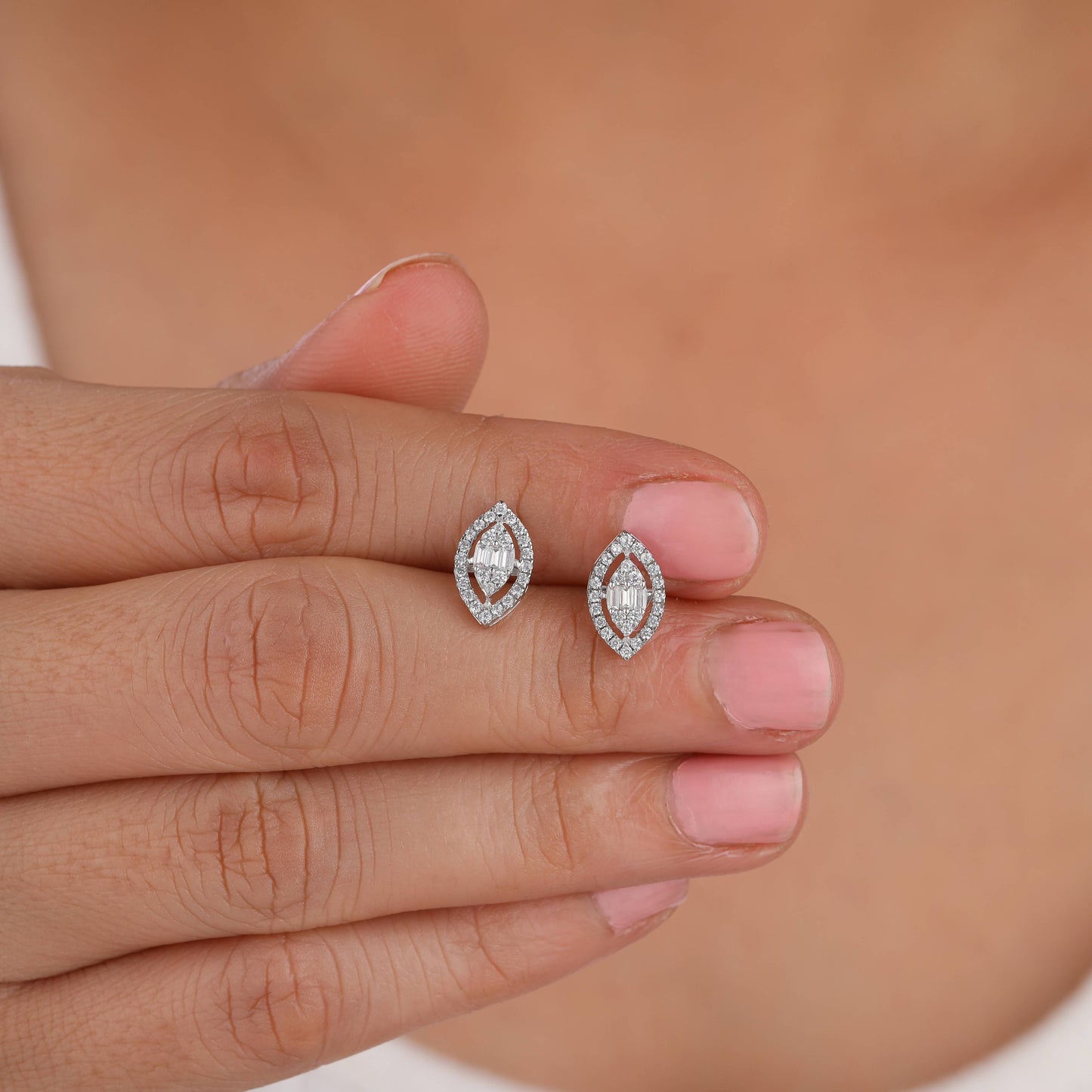 Marquise diamond stud earrings