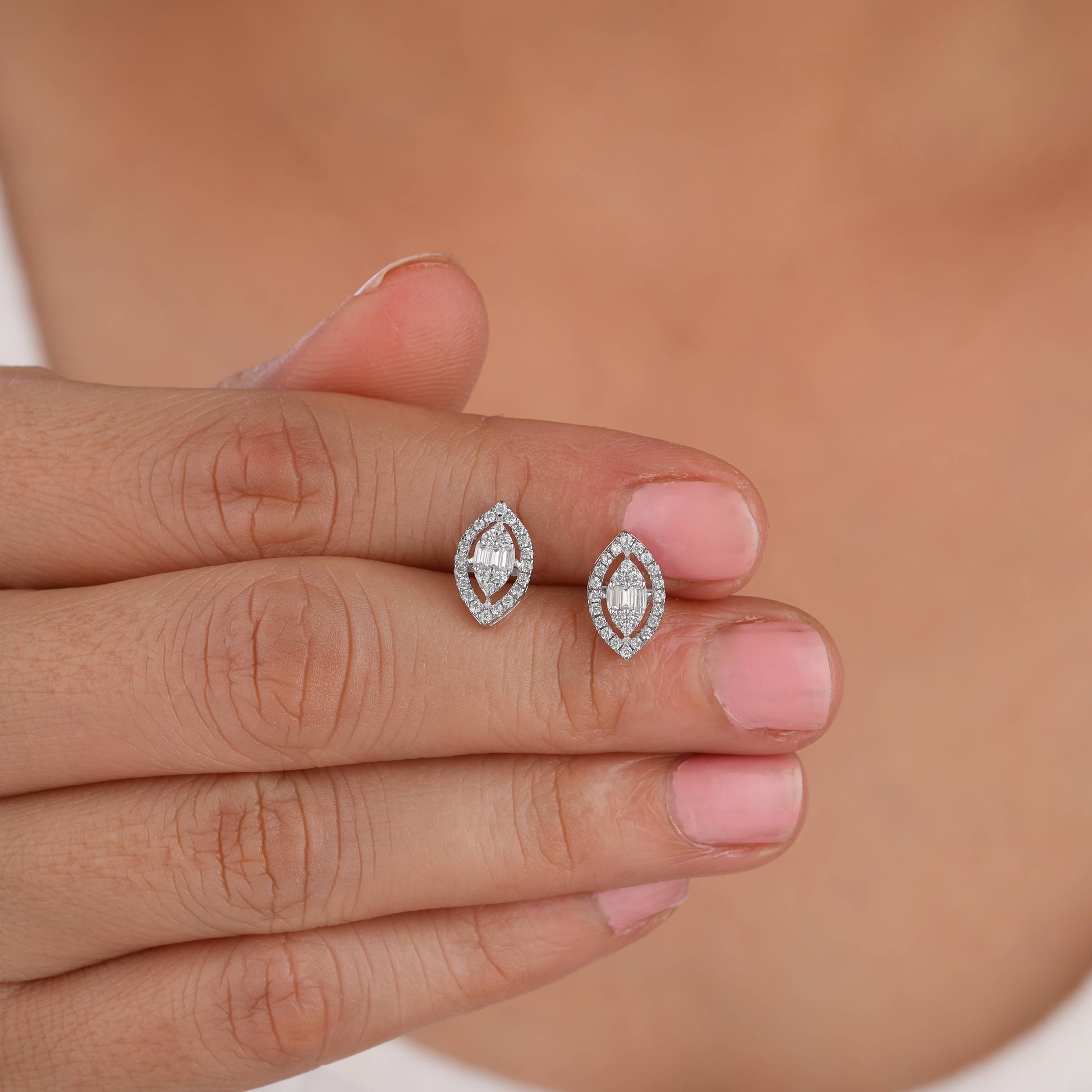 Marquise diamond stud earrings