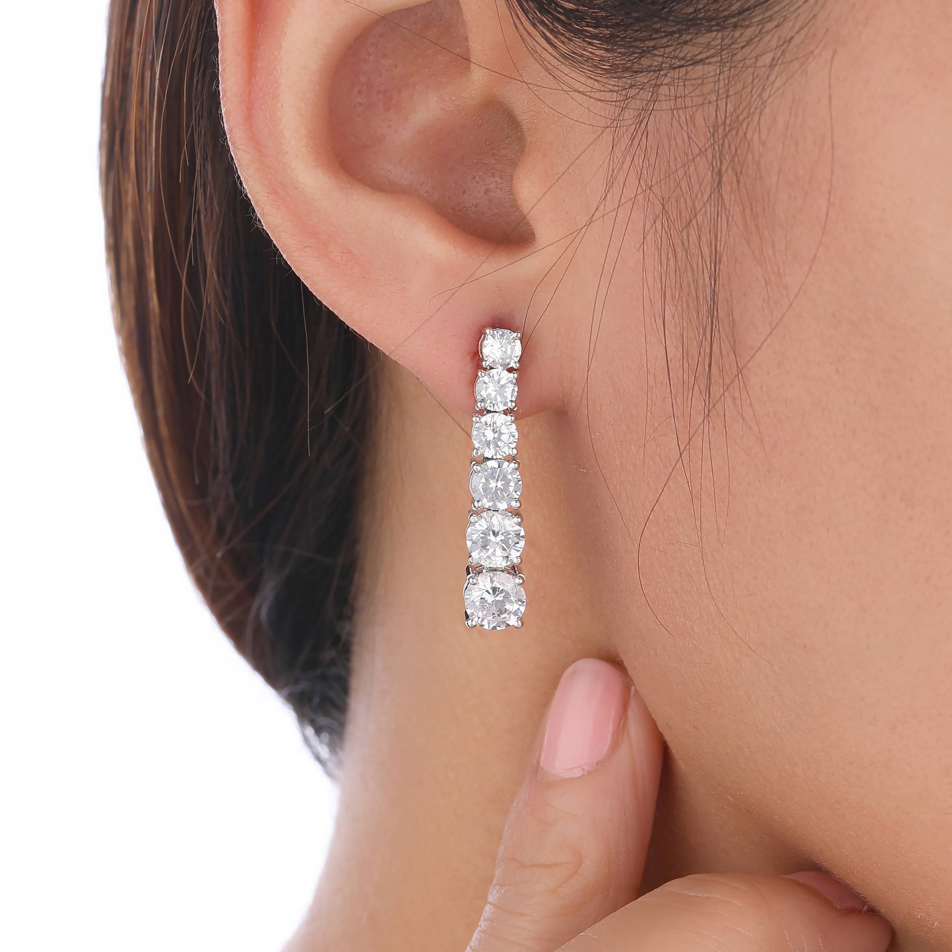 925 Silver Diamond Tennis Earrings