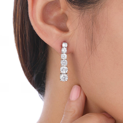 925 Silver Diamond Tennis Earrings